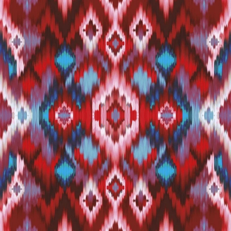 Фотообои и фрески на стену - в загородный дом, узор, сине-красная