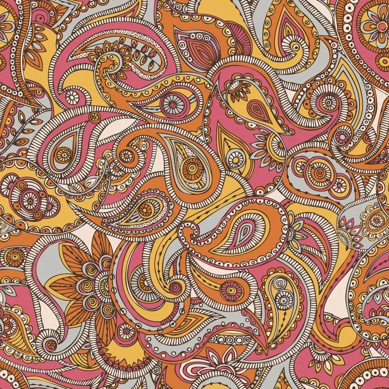 Фотообои и фрески на стену - в загородный дом, узор, желто-оранжевая