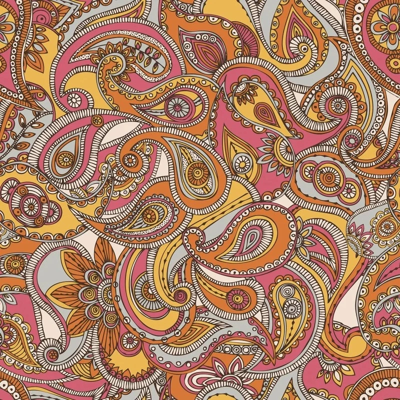 Фотообои и фрески на стену - в загородный дом, узор, желто-оранжевая