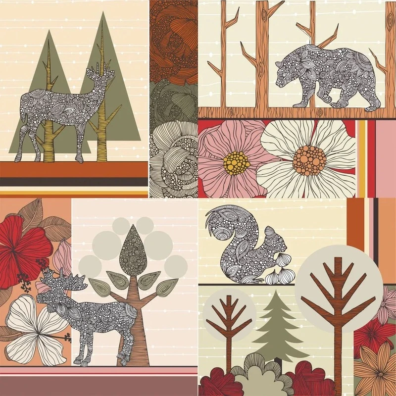 Фотообои и фрески на стену - в загородный дом, узор, желто-розовая