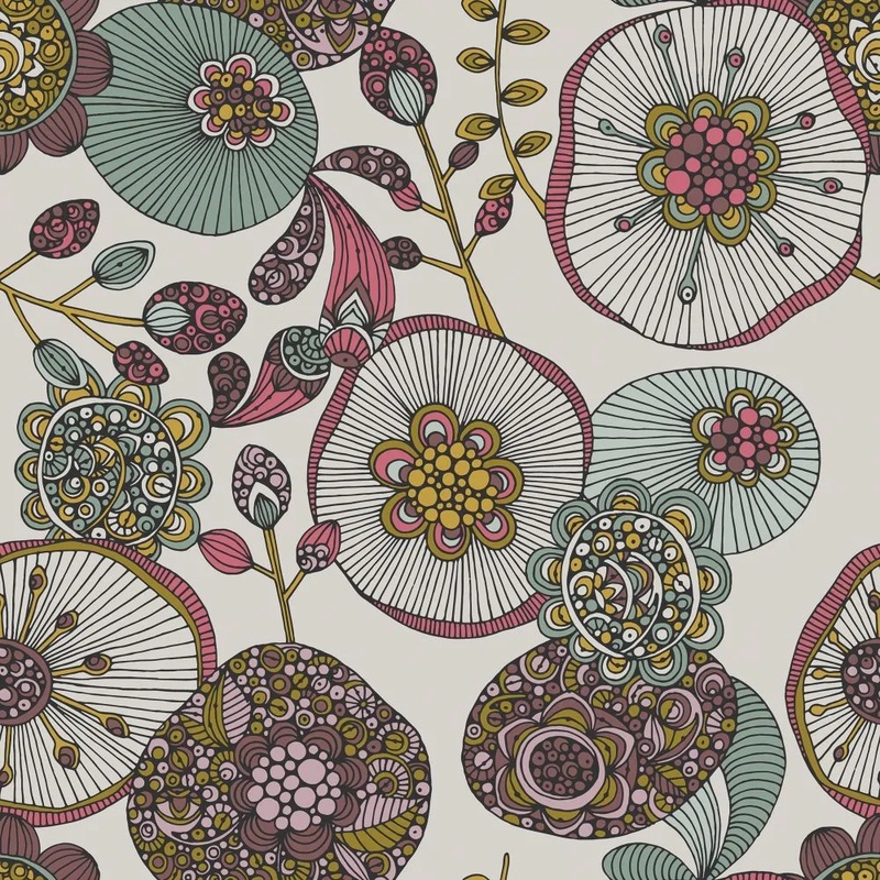 Фотообои на стену - в загородный дом, узор, баклажановая, оливковая