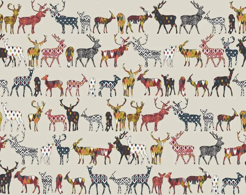 Фотообои на стену - в загородный дом, олени, на бежевом фоне