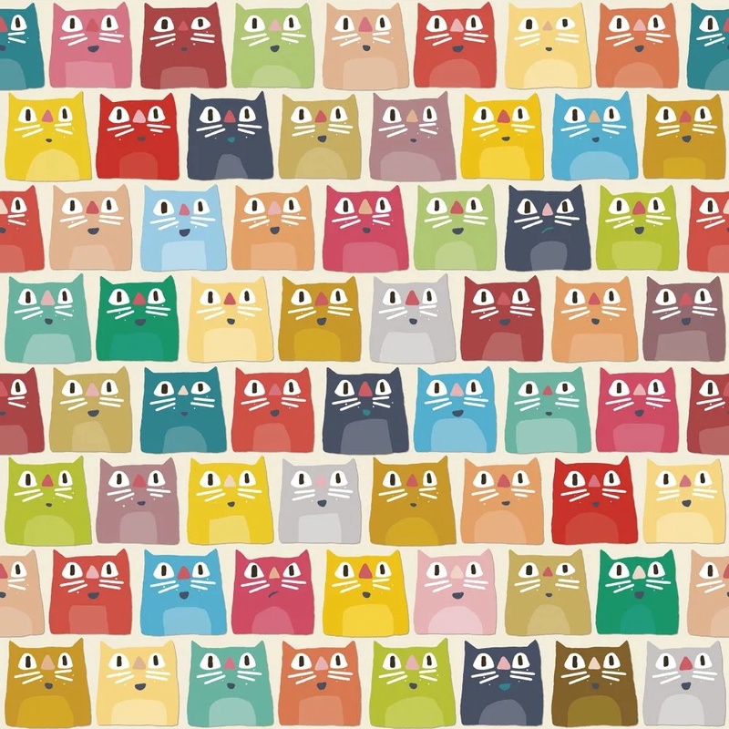 Фотообои и фрески на стену - в загородный дом, котики, разноцветные, желто-красная