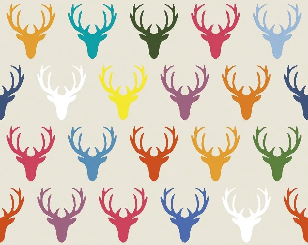 Фотообои на стену - в загородный дом, олени, рога, разноцветные