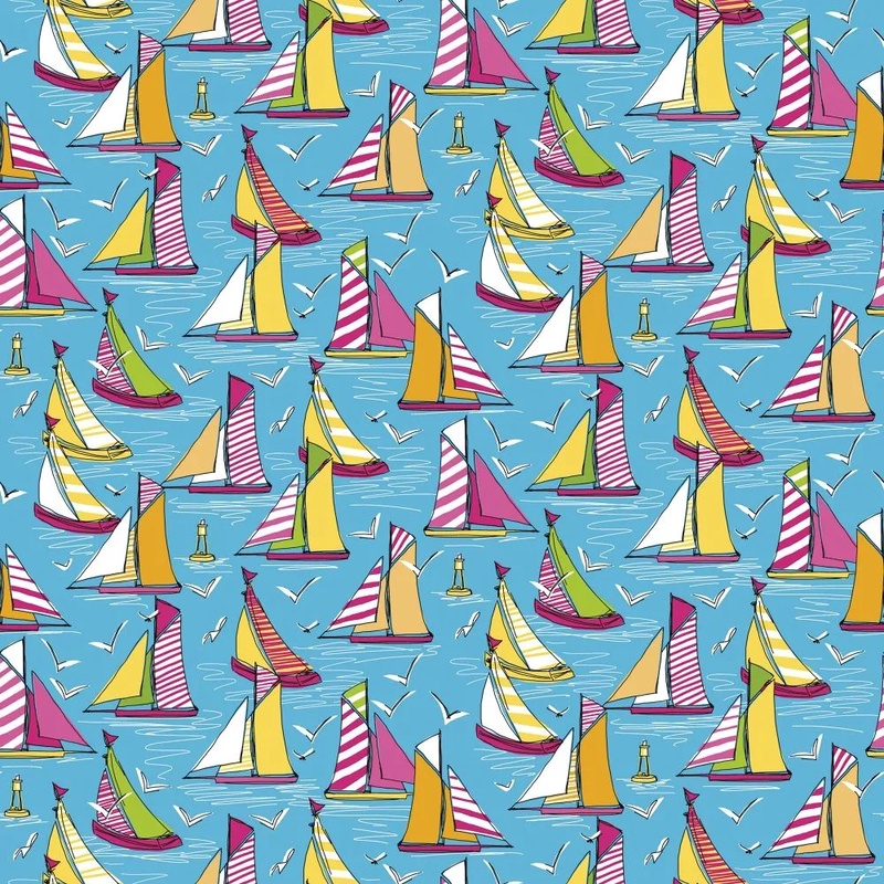 Фотообои на стену - в загородный дом, парусники, голубая