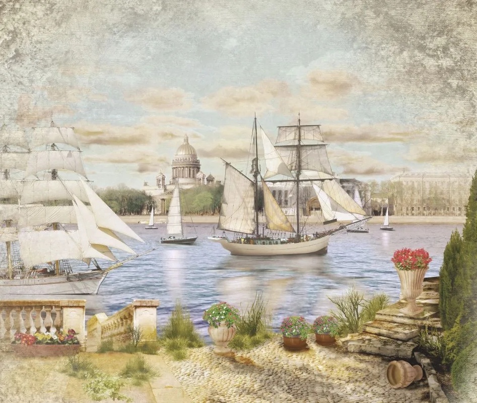 Фотообои на стену - в детскую комнату, море, парусники