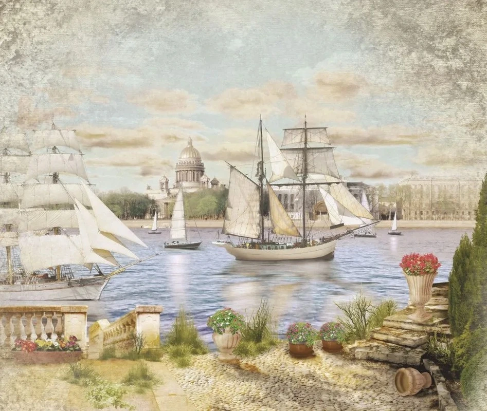 Фотообои и фрески на стену - в детскую комнату, море, парусники