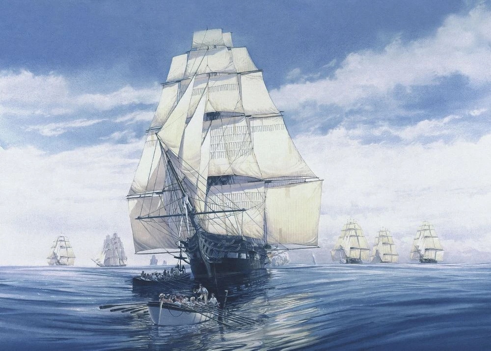 Фотообои и фрески на стену - в детскую комнату, море, парусники, синее