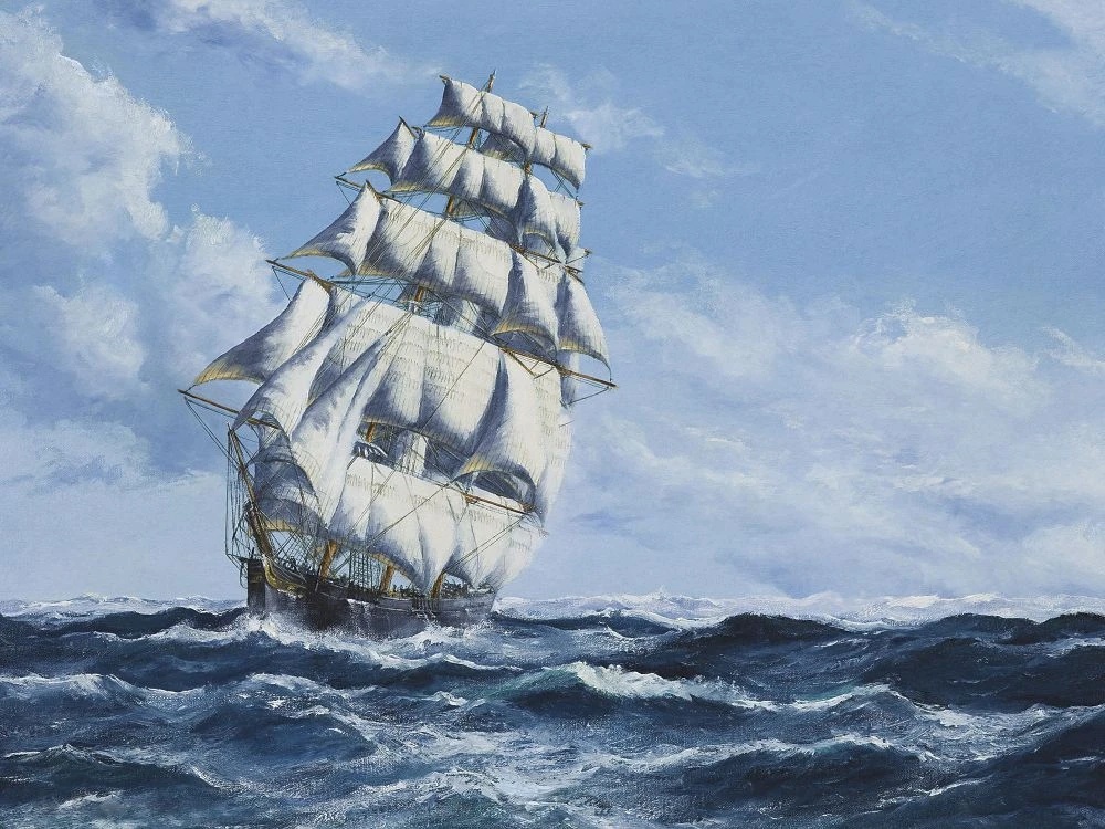 Фотообои и фрески на стену - в детскую комнату, море, парусник, волны