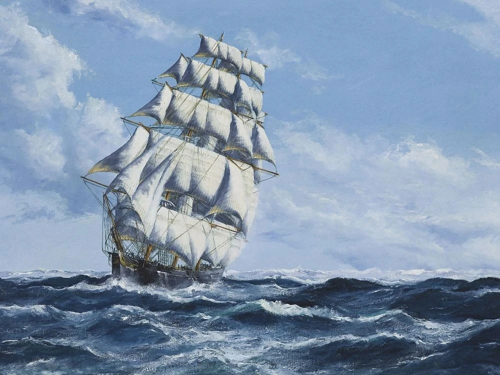 Фотообои и фрески на стену - в детскую комнату, море, парусник, волны