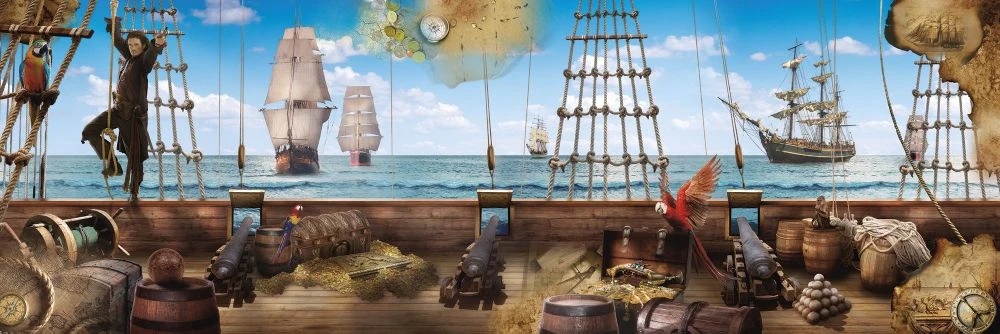 Фотообои и фрески на стену - в детскую комнату, пиратский корабль