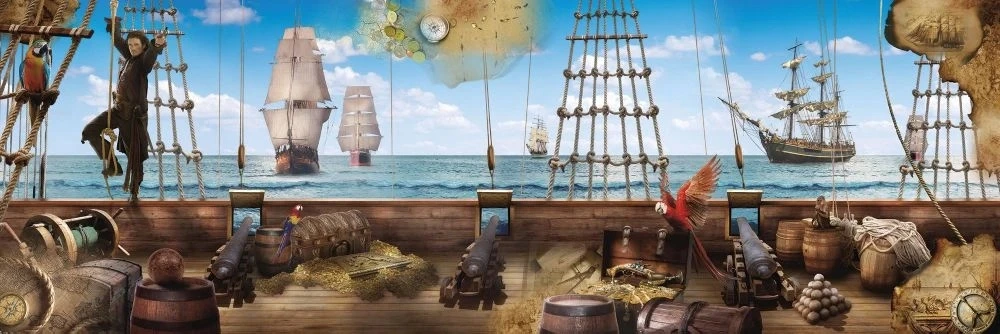 Фотообои и фрески на стену - в детскую комнату, пиратский корабль