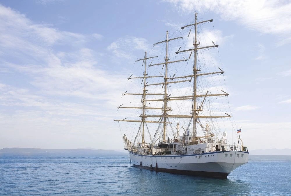 Фотообои и фрески на стену - в детскую комнату, море, лодка, голубая