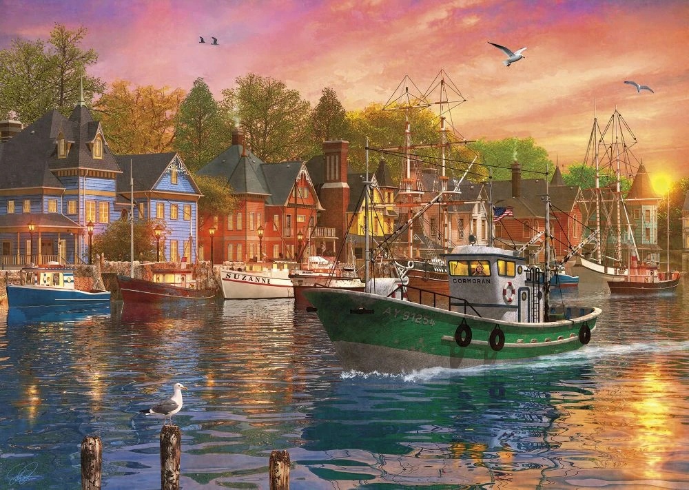 Фотообои и фрески на стену - пейзаж, морской, закат, корабль