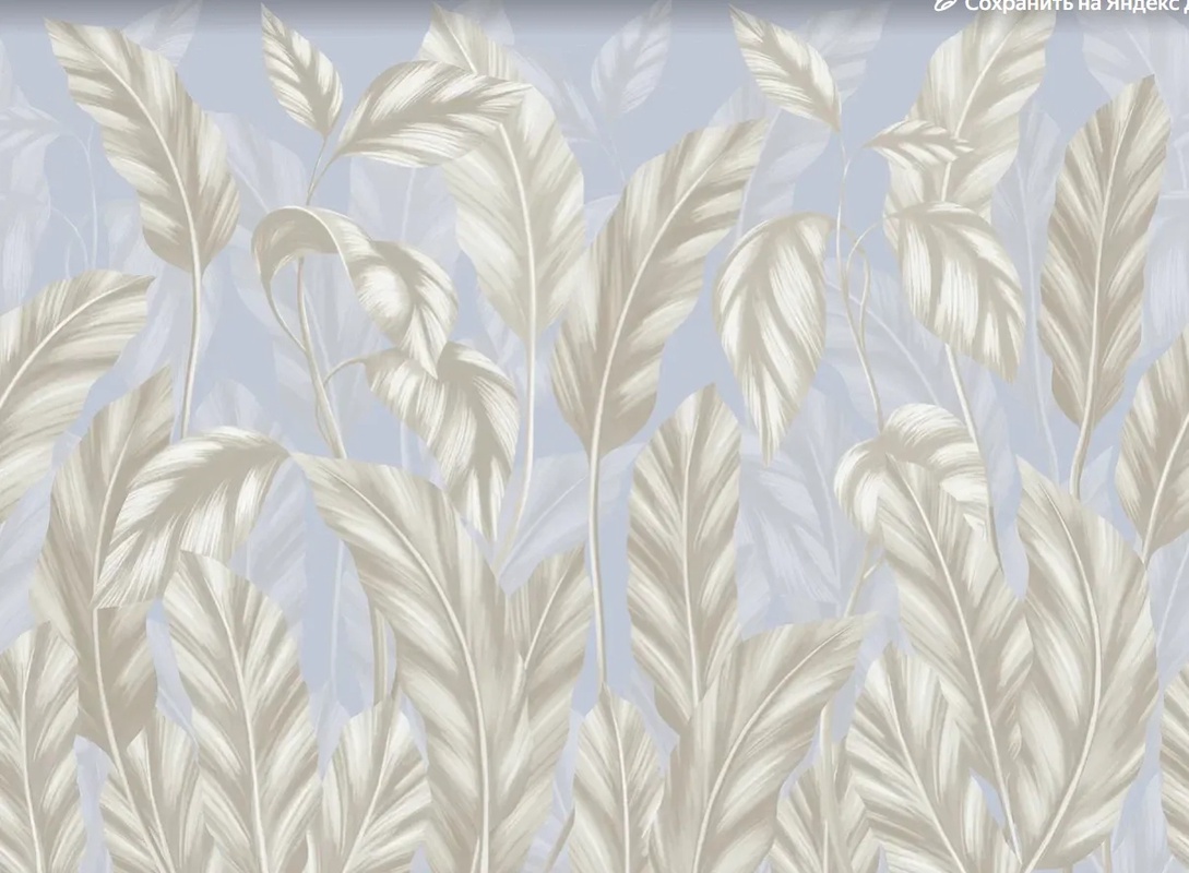 Фотообои и фрески на стену - в загородный дом, тропические листья, сиреневая, бежевая