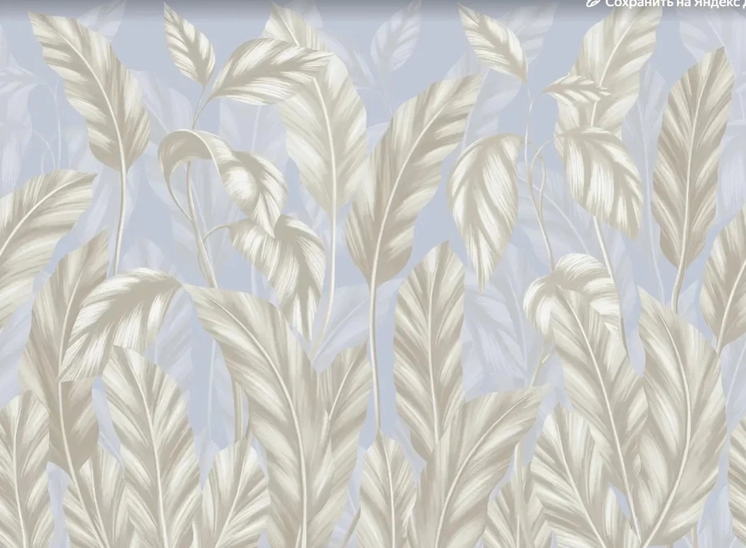 Фотообои на стену - в загородный дом, тропические листья, сиреневая, бежевая