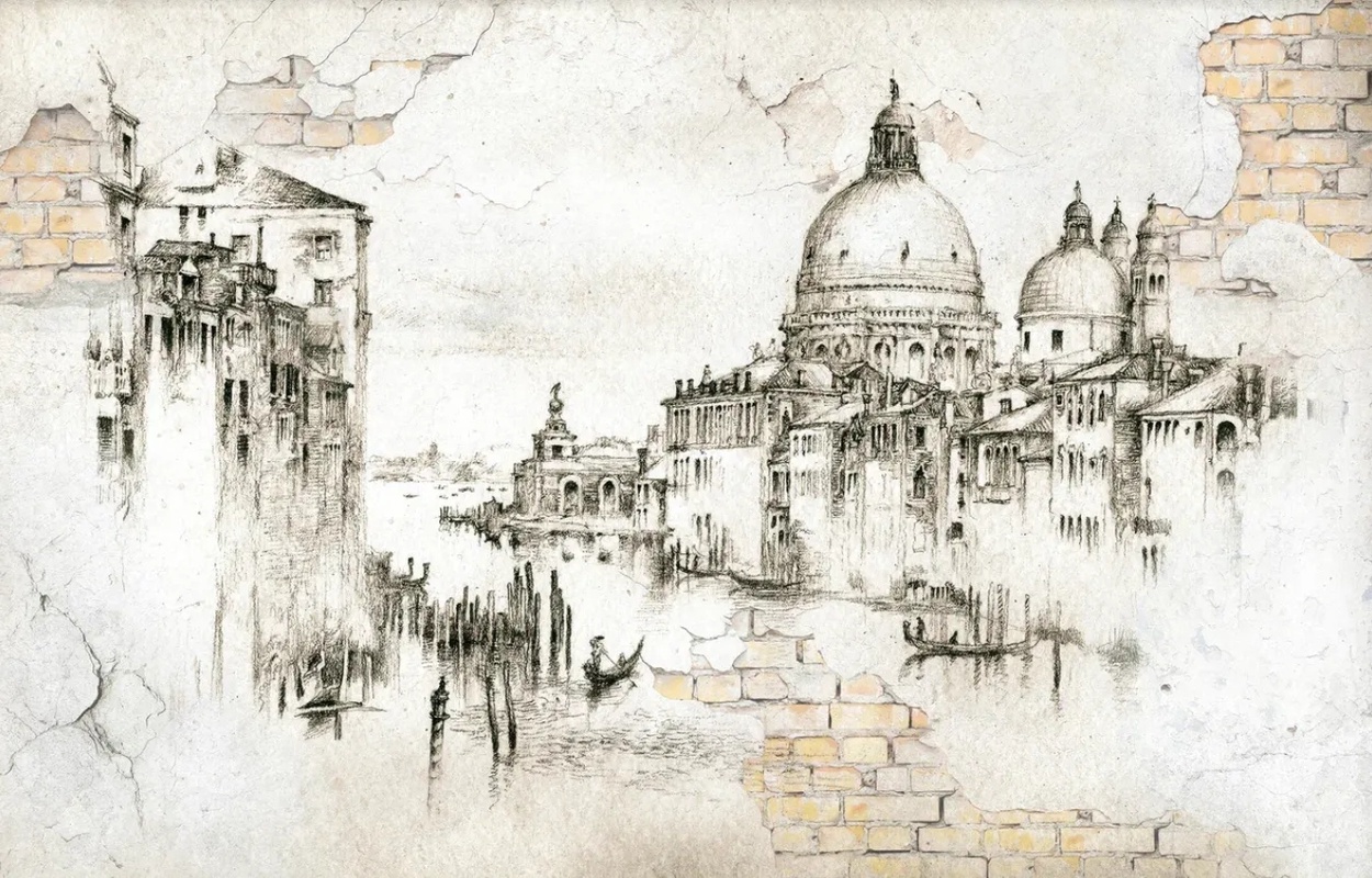 Фотообои и фрески на стену - графика, в стиле прованс, бежевые