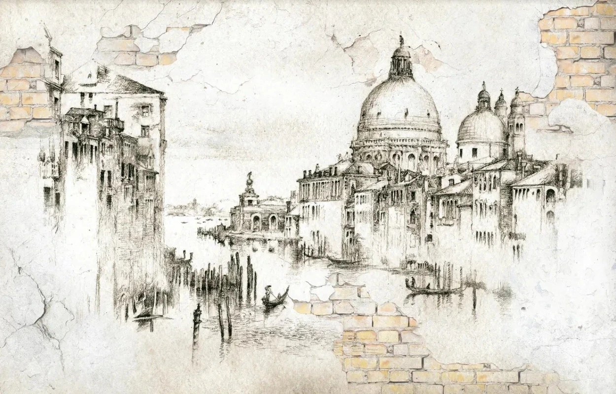 Фотообои и фрески на стену - графика, в стиле прованс, бежевые