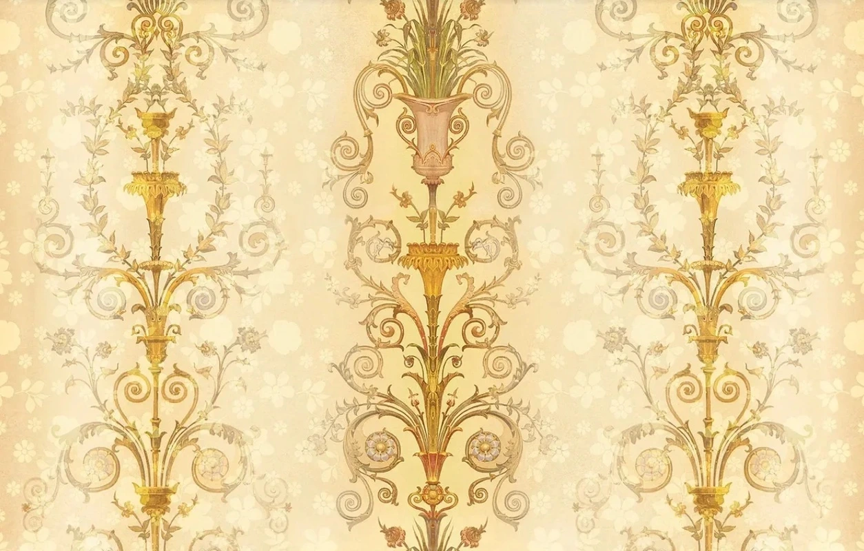 Фотообои на стену - классика, графика, желто-бежевая