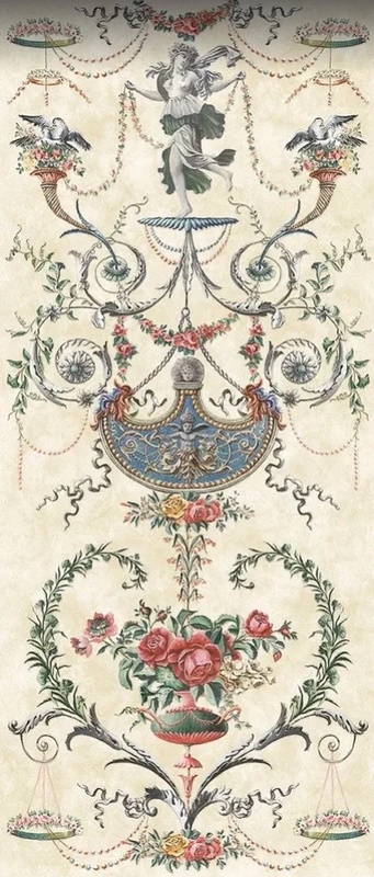 Фотообои и фрески на стену - классика, графика, узоры, зеленая, на бежевом фоне