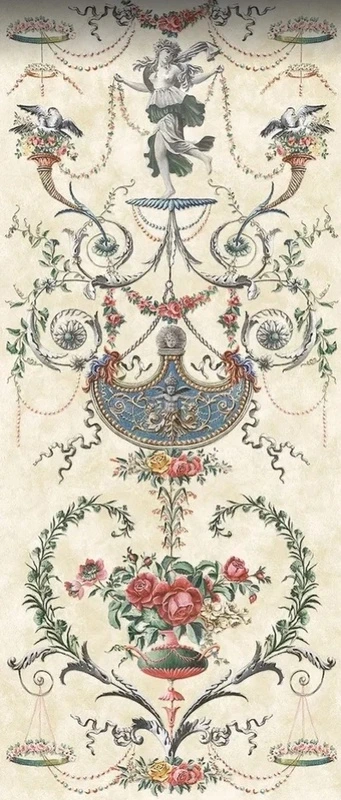 Фотообои и фрески на стену - классика, графика, узоры, зеленая, на бежевом фоне