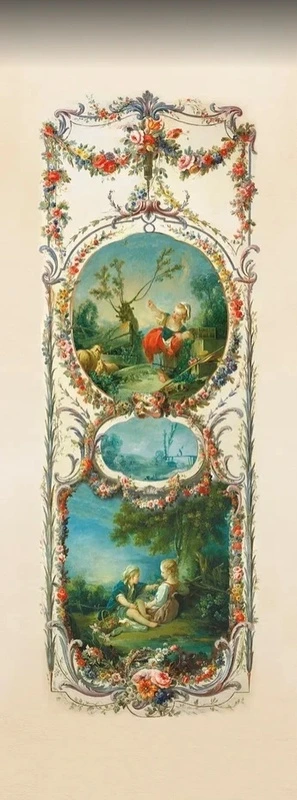 Фотообои на стену - классика, панели, вертикальные, живопись, бирюзовая