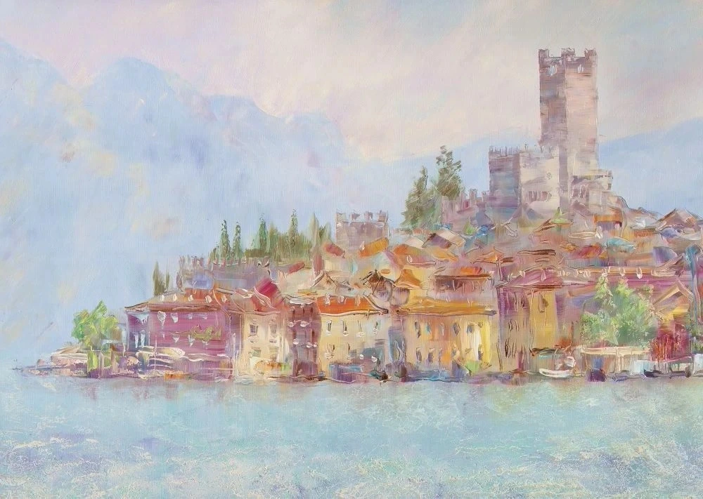 Фотообои и фрески на стену - пейзаж, морской, море, остров, город, живопись