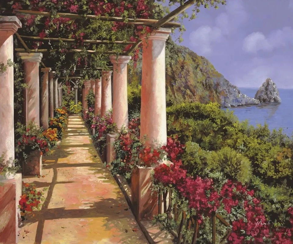 Фотообои и фрески на стену - пейзаж, морской, море, колонны