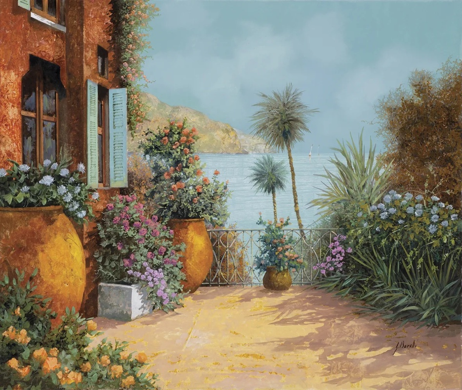 Фотообои и фрески на стену - пейзаж, морской, море, дворик