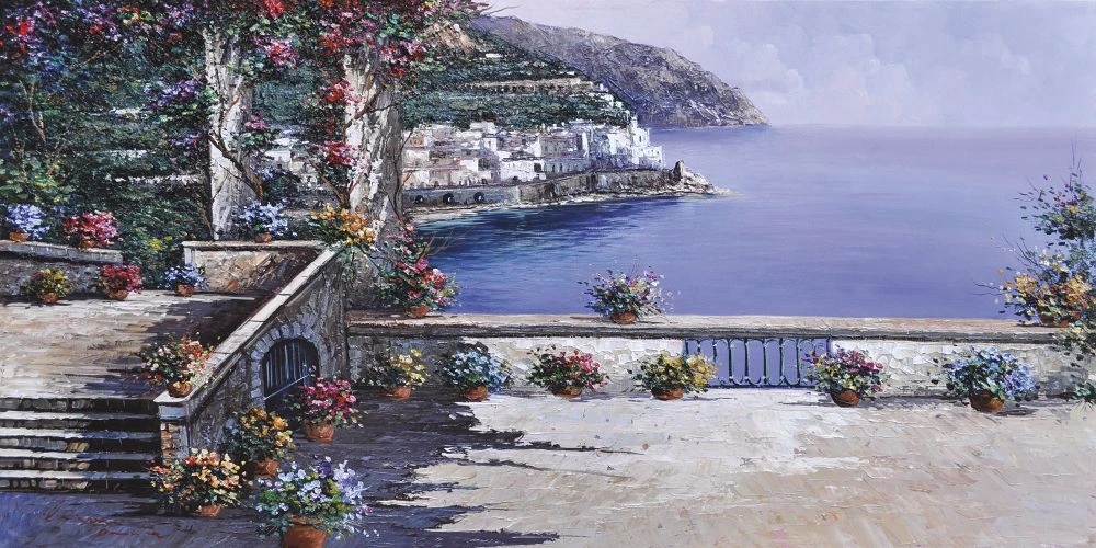 Фотообои и фрески на стену - пейзаж, морской, море, терраса, с видом на море