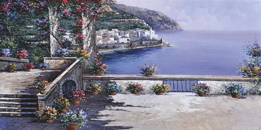 Фотообои и фрески на стену - пейзаж, морской, море, терраса, с видом на море