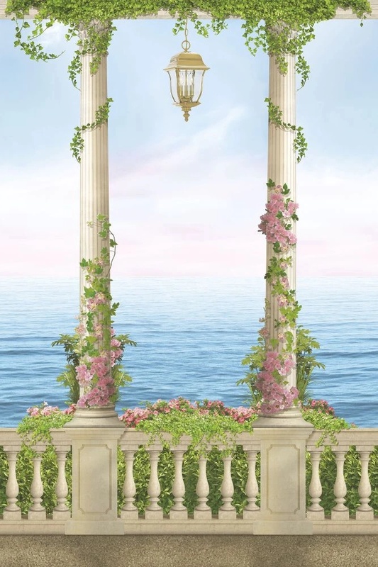 Фотообои и фрески на стену - пейзаж, морской, море, колонны, балясины