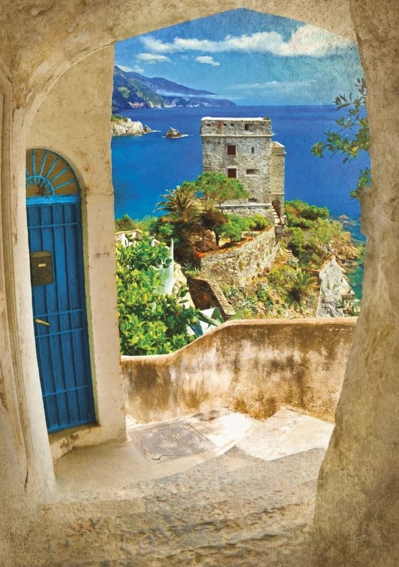 Фотообои и фрески на стену - пейзаж, морской, море, ярко синий, коричневая