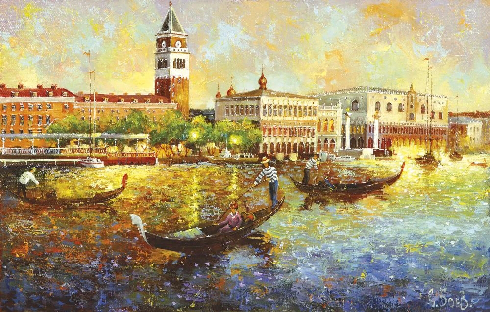 Фотообои на стену - живопись, картины, венеция, гондолы