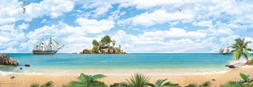 Фотообои на стену - пейзаж, морской, море, берег, корабли