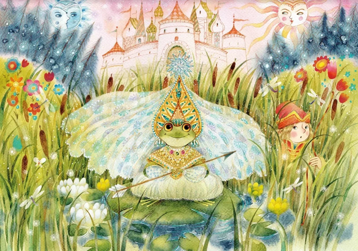 Фотообои на стену - в детскую комнату, царевна лягушка, зеленая