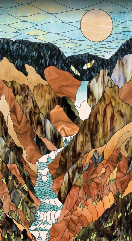 Фотообои и фрески на стену - графика, витраж, коричневая, яркая