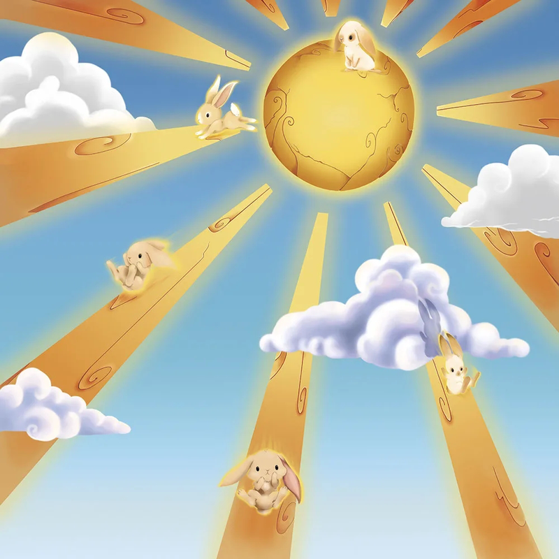 Фотообои и фрески на стену - в детскую комнату, солнце, облака, небо