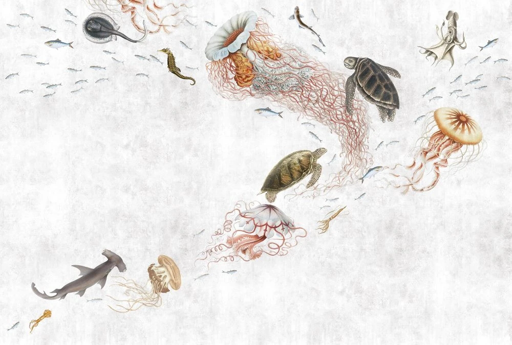 Фотообои и фрески на стену - в детскую комнату, черепахи, медузы