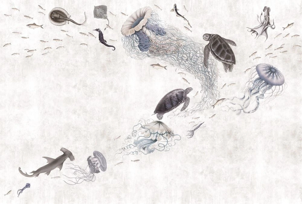 Фотообои и фрески на стену - в детскую комнату, медузы