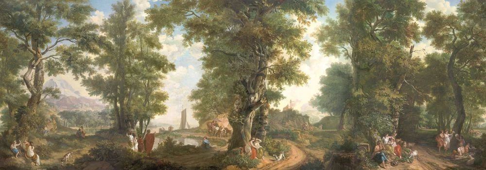 Фотообои на стену - пейзаж, лес, горизонтальный, зеленая, деревья, яркая, классическая