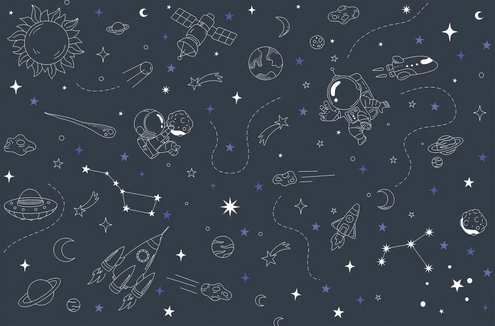 Фотообои и фрески на стену - в детскую комнату, созвездия, небо, темно синий