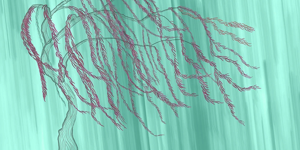 Фотообои на стену - пейзаж, светло зеленая, ветки