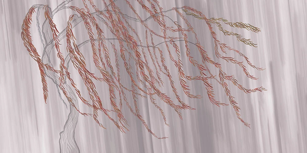 Фотообои и фрески на стену - пейзаж, ветки, бежевая