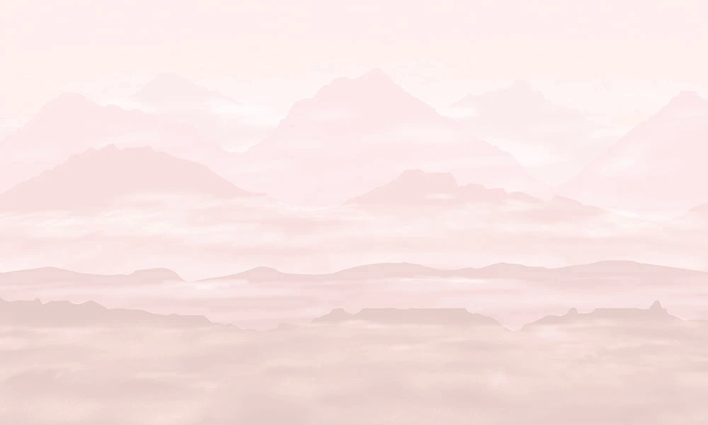 Фотообои и фрески на стену - пейзаж, горы, светлые, бежево-розовая