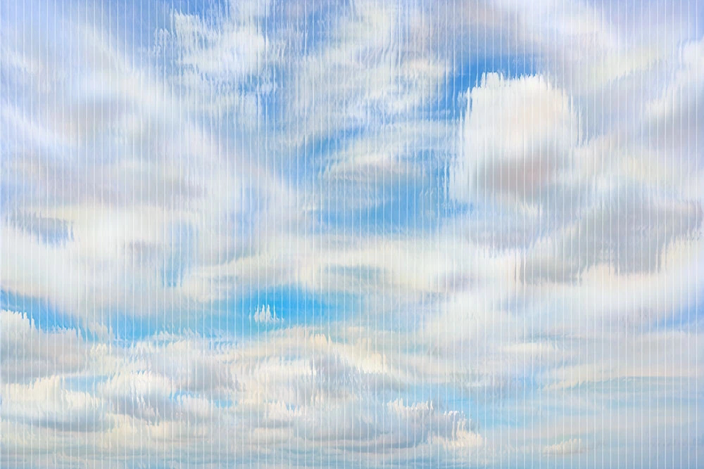 Фотообои на стену - в загородный дом, небо, облака, бело-голубая