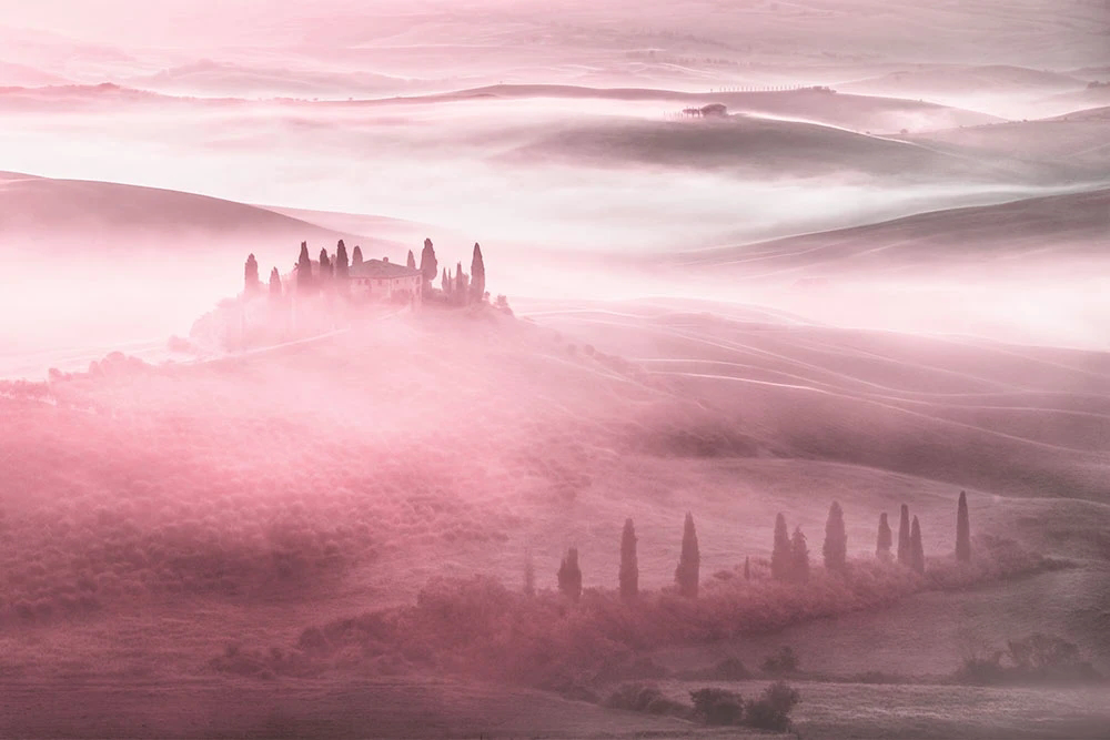 Фотообои и фрески на стену - пейзаж, горы, розово-коричневая