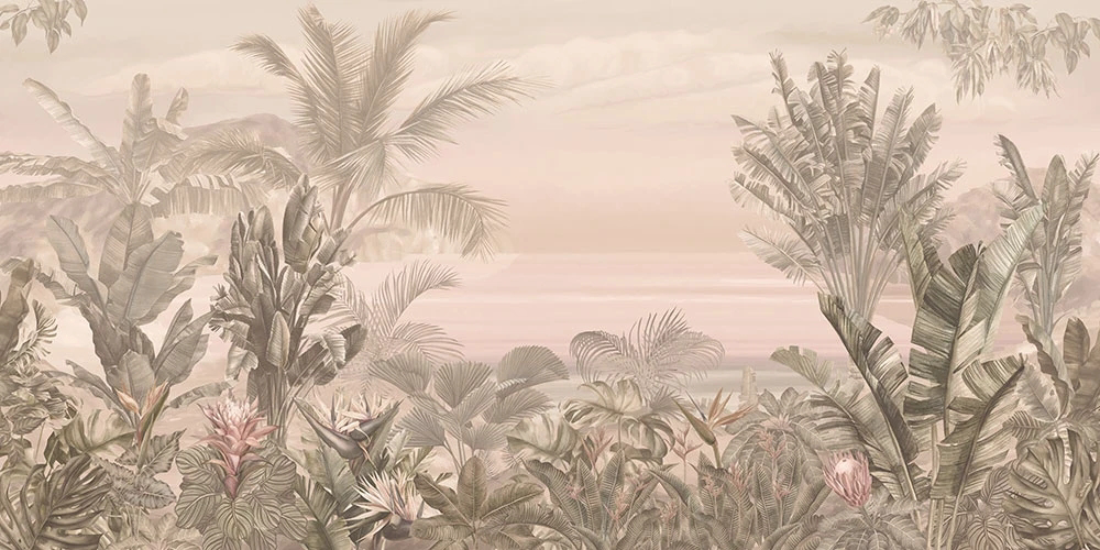 Фотообои и фрески на стену - пейзаж, тропический, тропики, бежевые, сепия