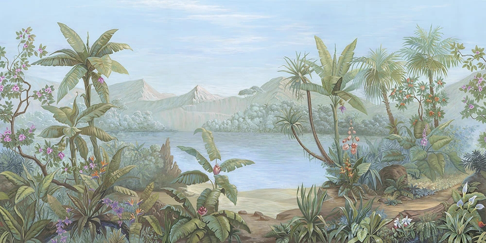 Фотообои и фрески на стену - пейзаж, тропический, тропики, горы, пальмы