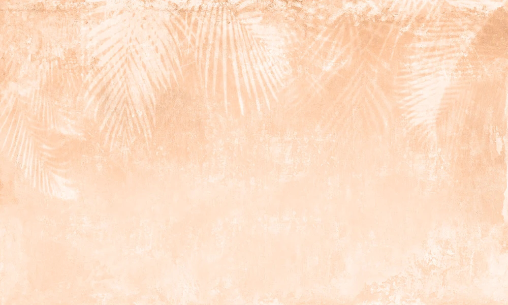Фотообои и фрески на стену - графика, листья пальмы, персиковая